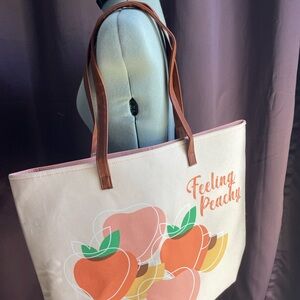Feeling Peachy Tote Bag - Cream and Brown